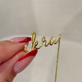 14K Gold | Personalized 3D Handwriting Necklace with 0.05ct Diamonds