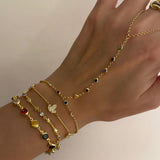 925 Silver | Colorful Round Stone Hand Chain