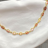 925 Silver | Red Enamel Eye Charm Necklace