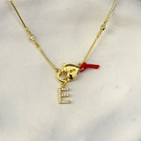 925 Silver | Personalized Heart Lock Necklace with Stone Detail & Curb Chain