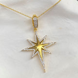 925 Silver | Large North Star Necklace with Stone Detail