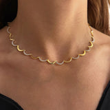 925 Silver | Wave Necklace with Stone Detail