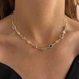 925 Silver | Colorful Stone Aura Necklace