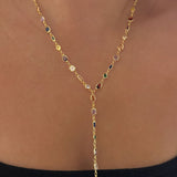 925 Silver | Colorful Asymmetric Stone Y Chain Necklace