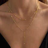 925 Silver | White Stone Minimal Double Y Necklace