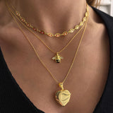 925 Silver | Black Enamel Bee Necklace with Stone Detail