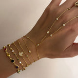 925 Silver | Triple Layer Minimal White Stone Hand Chain