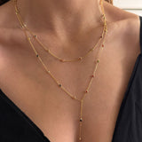 925 Silver | Colorful Stone Minimal Double Y Necklace