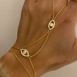 925 Silver | Double Chain Eye Hand Chain with Stone Detail