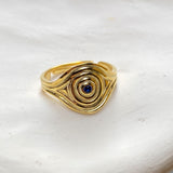 925 Silver | Navy Stone Spiral Pattern Ring