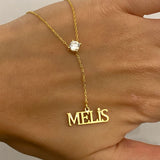 925 Silver | Custom Minimal Y Necklace with White Stone Accent