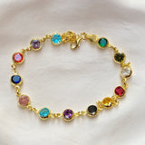 925 Silver | Colorful Stone Rainbow Bracelet