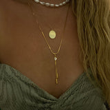 925 Silver | White Stone Detail Y Chain Necklace