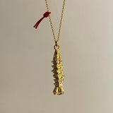 925 Silver | Moving Fish Necklace with White Stone (Luck & Prosperity)