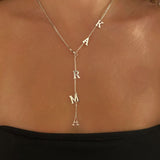 925 Silver | Custom Engraved Y Necklace with Curb Chain