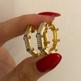 925 Silver | Trendy Octagonal Earrings with Stones