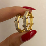 925 Silver | Trendy Octagonal Earrings with Stones