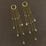 925 Silver | Genuine Pearl Dangling Earrings with Stone Detailing