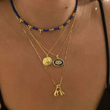 925 Silver | Dark Blue Enamel Eye Necklace with Stone Detailing