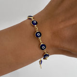 925 Silver | Dark Blue Enamel Evil Eye Bracelet