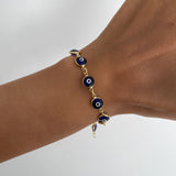 925 Silver | Dark Blue Enamel Evil Eye Bracelet