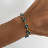 925 Silver | Blue Enamel Evil Eye Bracelet