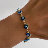 925 Silver | Blue Enamel Evil Eye Bracelet