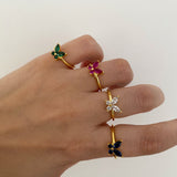 925 Silver | Colorful Stone Butterfly Ring