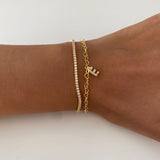 925 Silver | Custom Heart Chain Bracelet with Letter & Stones