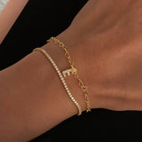 925 Silver | Custom Heart Chain Bracelet with Letter & Stones