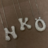 925 Silver | Large Asymmetric Letter Necklace with Stones