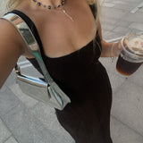 925 Silver | Large Dark Blue Enamel Evil Eye Choker