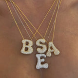 925 Silver | Large Asymmetric Letter Necklace with Stones