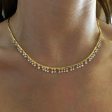 925 Silver | Dangling White Stone Bar Necklace