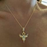 925 Silver | Large Phoenix Necklace with Stones (Model 1)