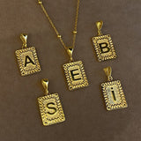 925 Silver | Beaded Chain Letter Plaque Necklace