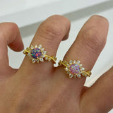 925 Silver | Sun Ring with Colorful Opal and Zircon Stone Detailing