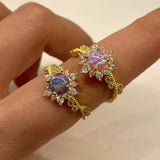 925 Silver | Sun Ring with Colorful Opal and Zircon Stone Detailing