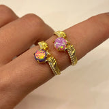 925 Silver | Colorful Round Opal Ring