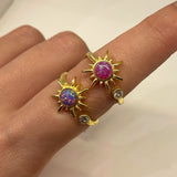 925 Silver | Sun Ring with Opal Stone