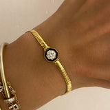 925 Silver | Flat Chain Bracelet with Stones