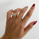925 Silver | Thick Rectangle Ring with Baguette and Zircon Stones