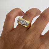 925 Silver | Thick Rectangle Ring with Baguette and Zircon Stones