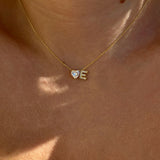 925 Silver | Letter Necklace with White Heart and Stone Detailing