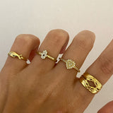 925 Silver | Minimal Hamsa Ring with Stone Detail