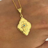 925 Silver | Hamsa Necklace with Turquoise Stone Detail