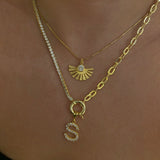 925 Silver | Custom Half-Chain Thick Nautical Tennis Necklace with Letter