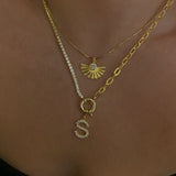 925 Silver | Custom Half-Chain Thick Nautical Tennis Necklace with Letter