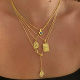 925 Silver | Beaded Chain Letter Plaque Necklace