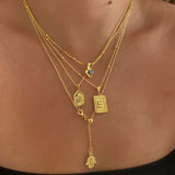 925 Silver | Hamsa Adjustable Slider Chain Necklace